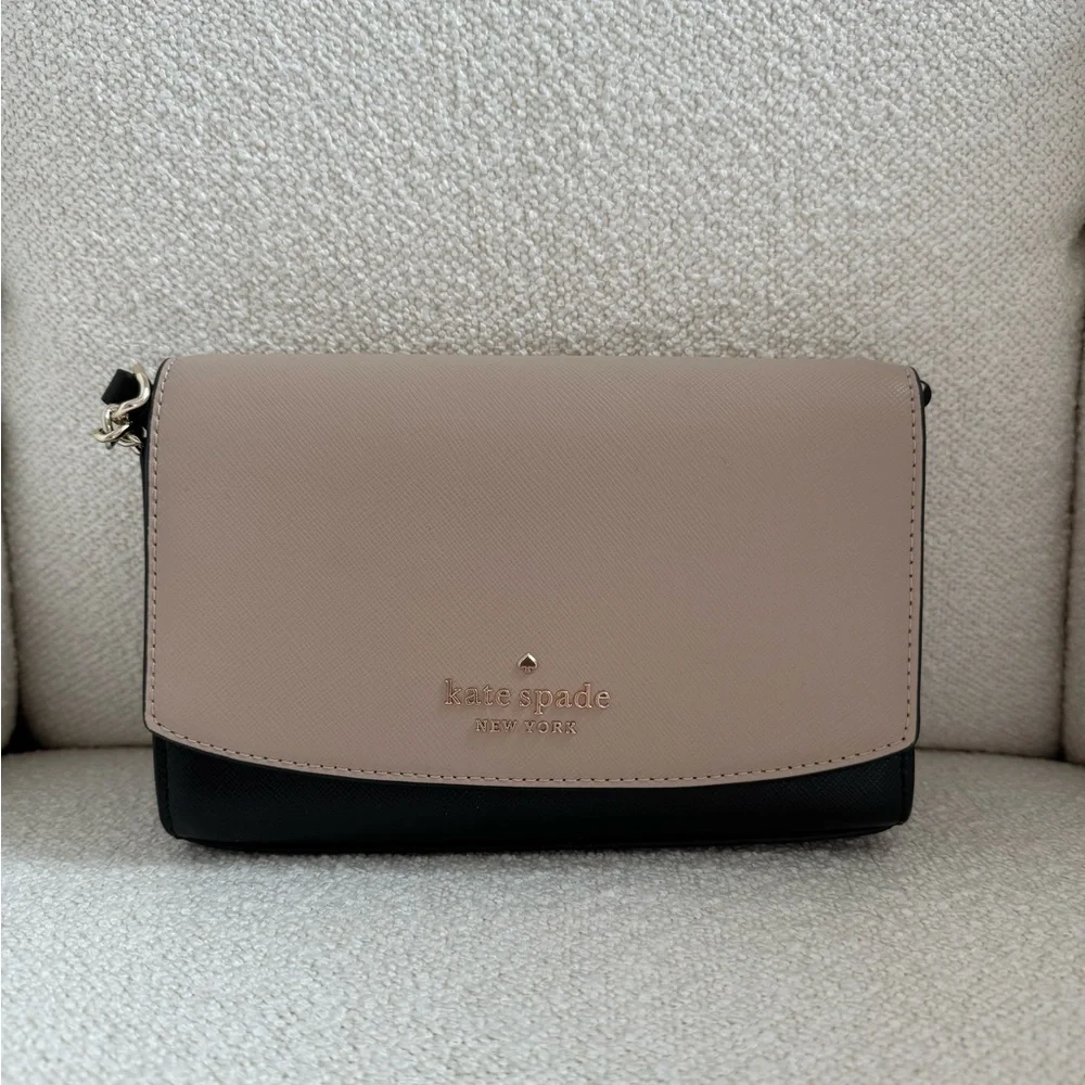 NWOT Kate Spade Staci Colorblock Small Flap Crossbody wlr00635 Warm Beige